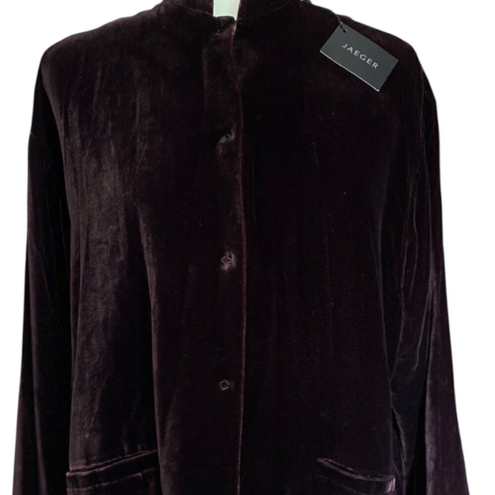 Vintage Jaeger Velvet Snap Front Shirt & Trousers Dark Brown Quiet Luxury Silk - Picture 4 of 11